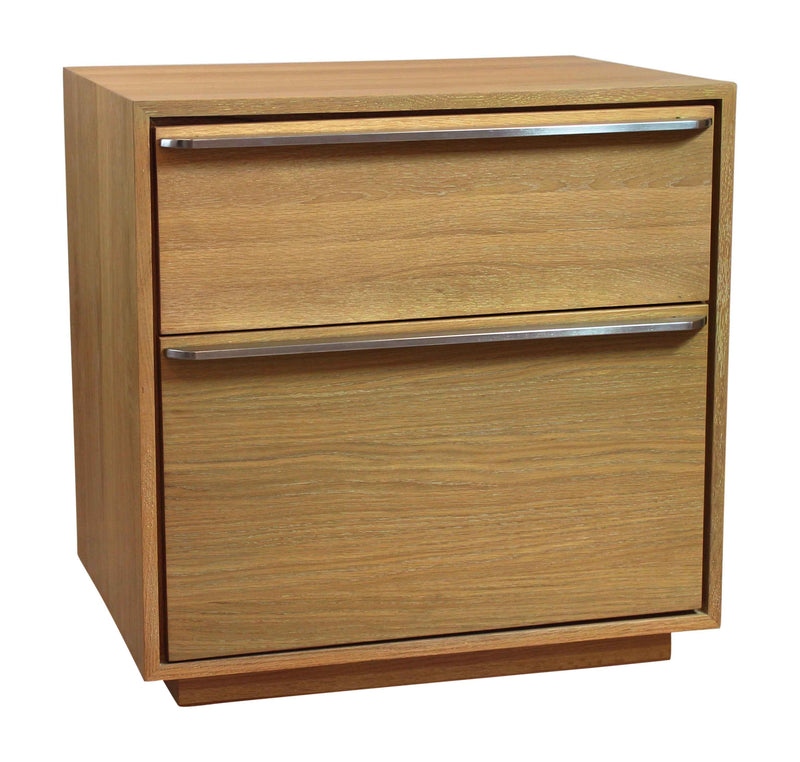 28" Natural Solid and Manufactured Wood Two Drawer Nightstand