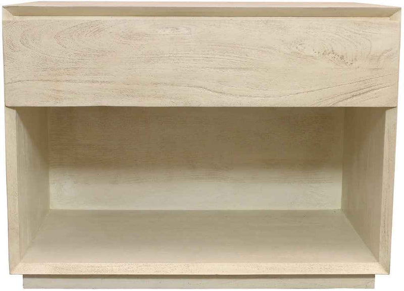 24" Natural Solid Wood Ribbed Texture One Drawer Nightstand