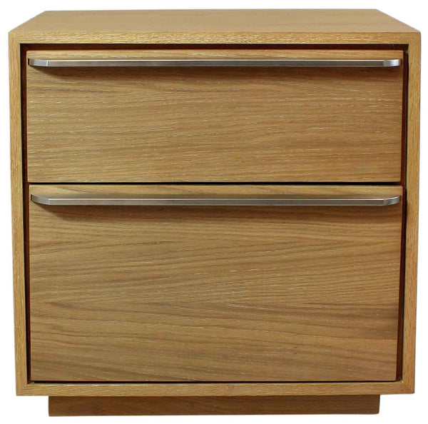 24" Natural Solid and Manufactured Wood Two Drawer Nightstand