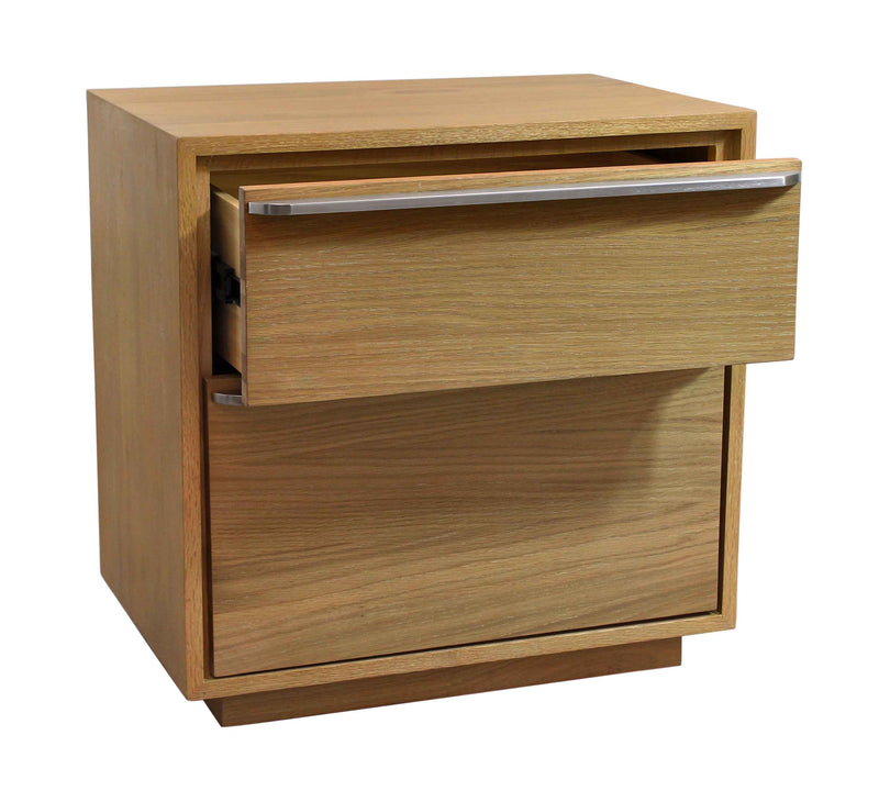 24" Natural Solid and Manufactured Wood Two Drawer Nightstand