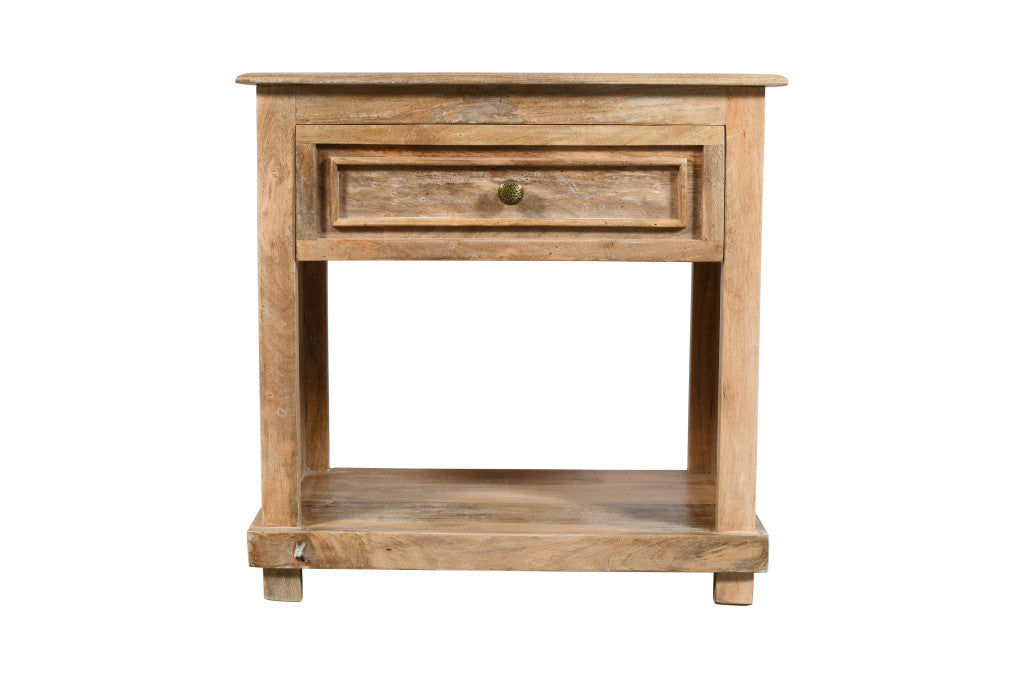 28" Distressed Natural One Drawer Solid Wood Nightstand Default Title