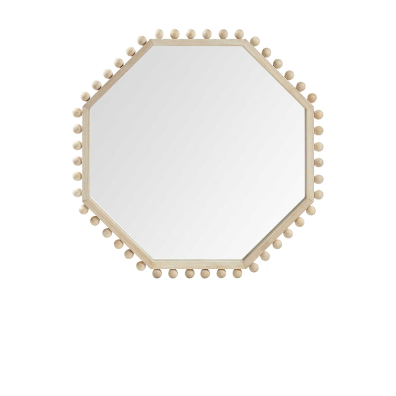 33" Natural Wood Octagon Beaded Framed Accent Mirror - Bed & Bath