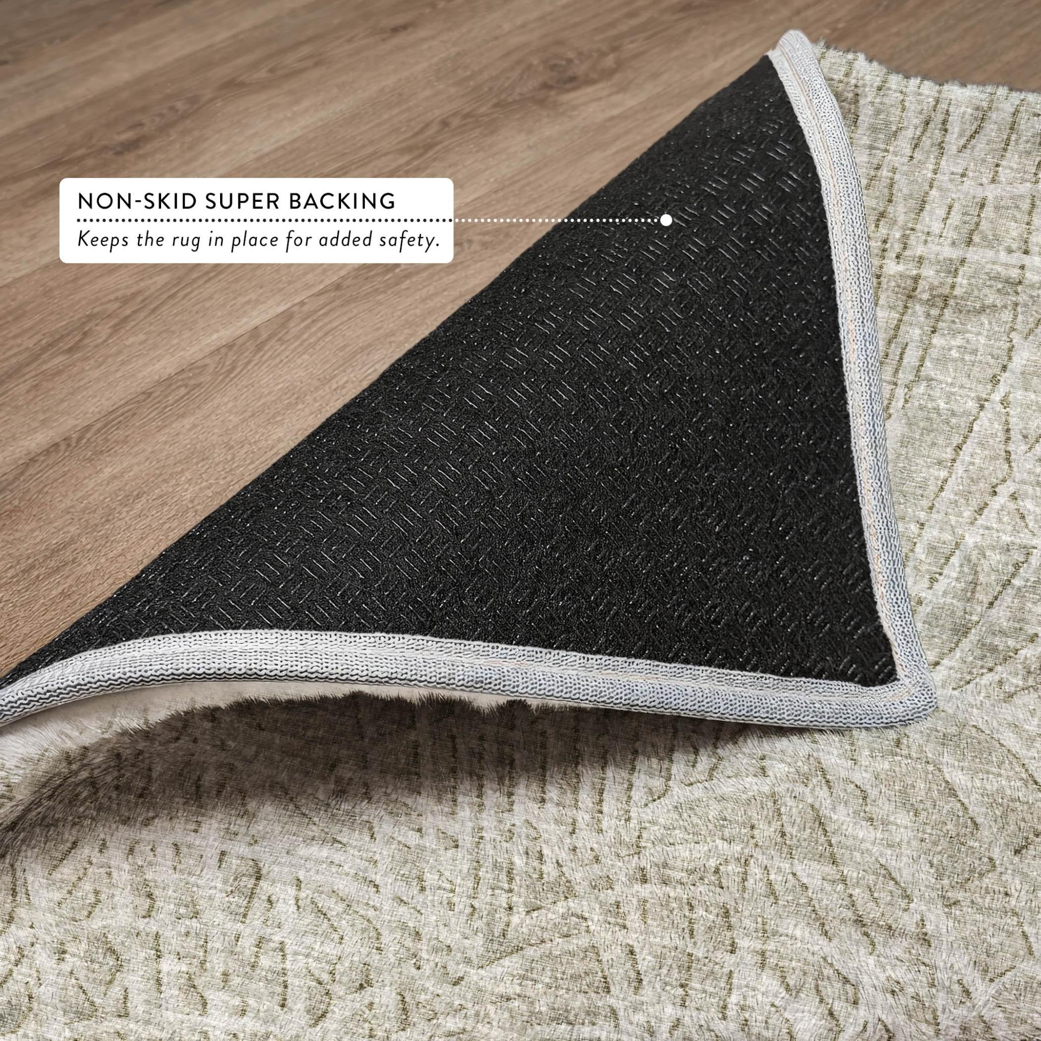 5' X 8' Beige And Ivory Abstract Shag Washable Area Rug With UV Protection - Home & Garden