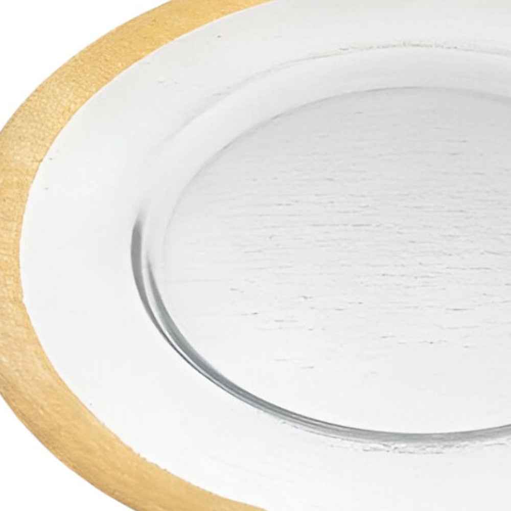 13" Clear And Gold Glass Charger Plate