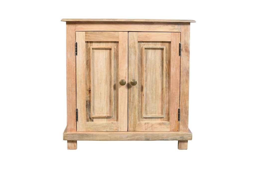 28" Distressed Natural Solid Wood Nightstand With Storage