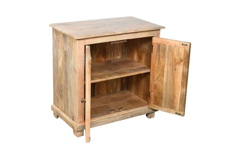 28" Distressed Natural Solid Wood Nightstand With Storage