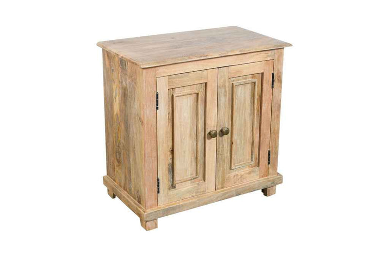 28" Distressed Natural Solid Wood Nightstand With Storage