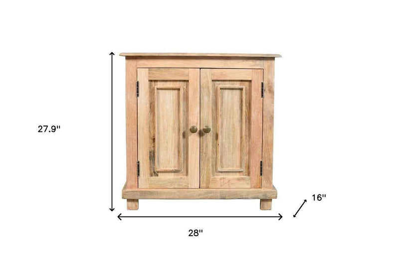 28" Distressed Natural Solid Wood Nightstand With Storage