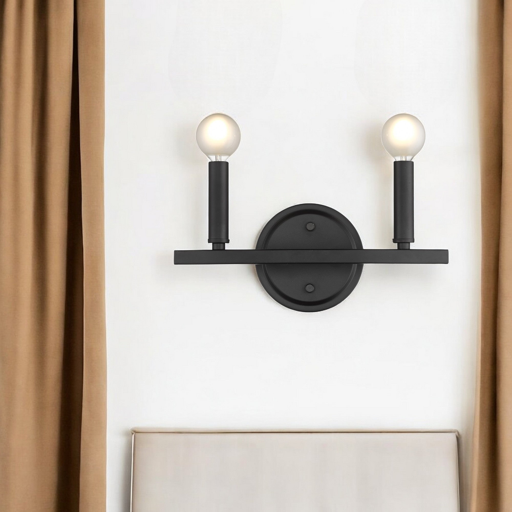 Two Light Matte Black Wall Sconce Default Title