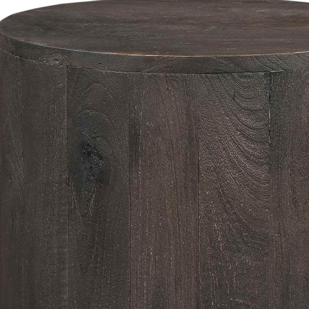 18" Wood Brown Solid Wood Round End Table
