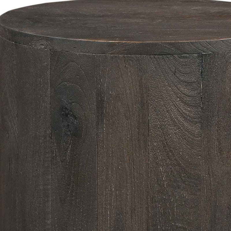 18" Wood Brown Solid Wood Round End Table