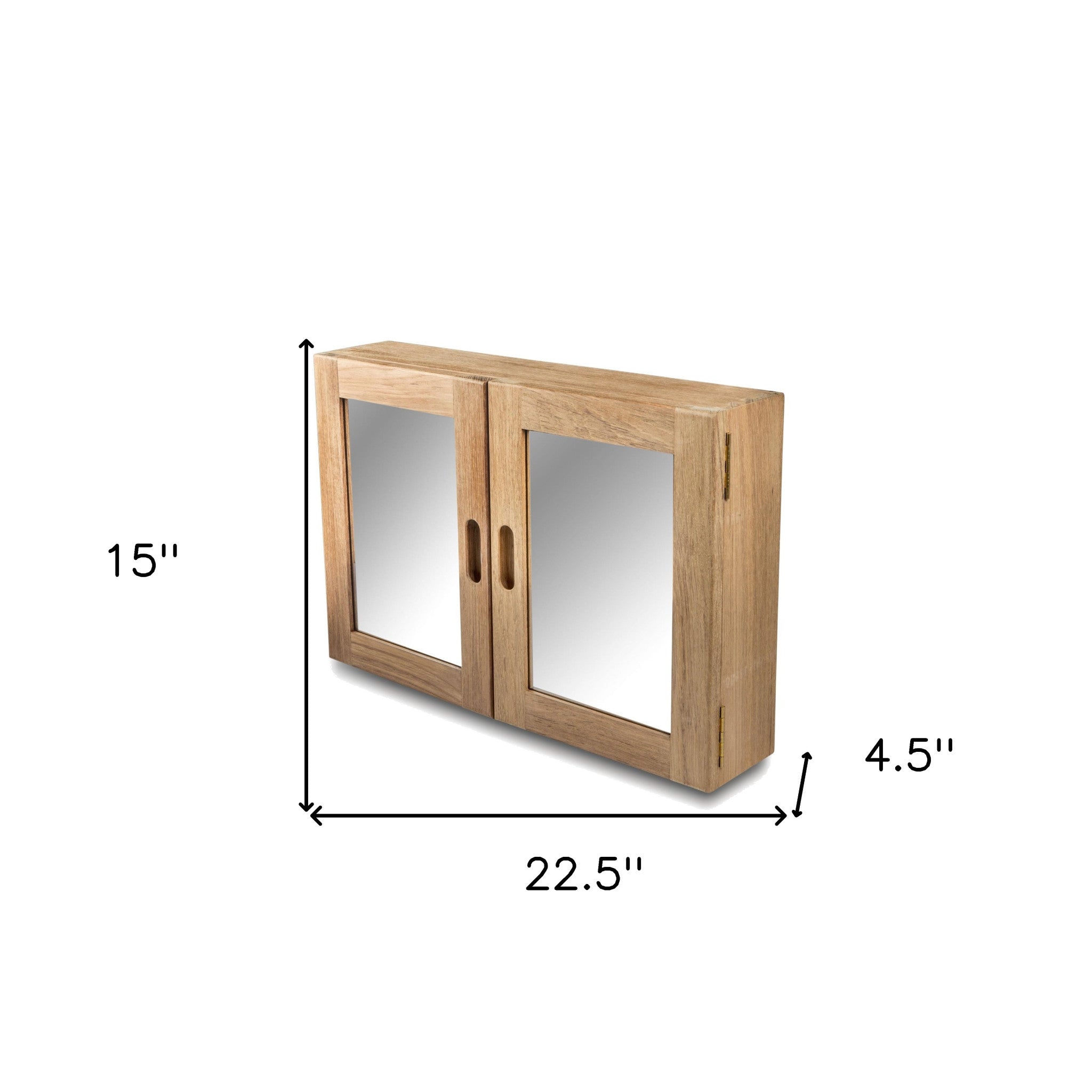 Traditional Solid Teak Double Door Mirrored Medicine Cabinet - Bed & Bath