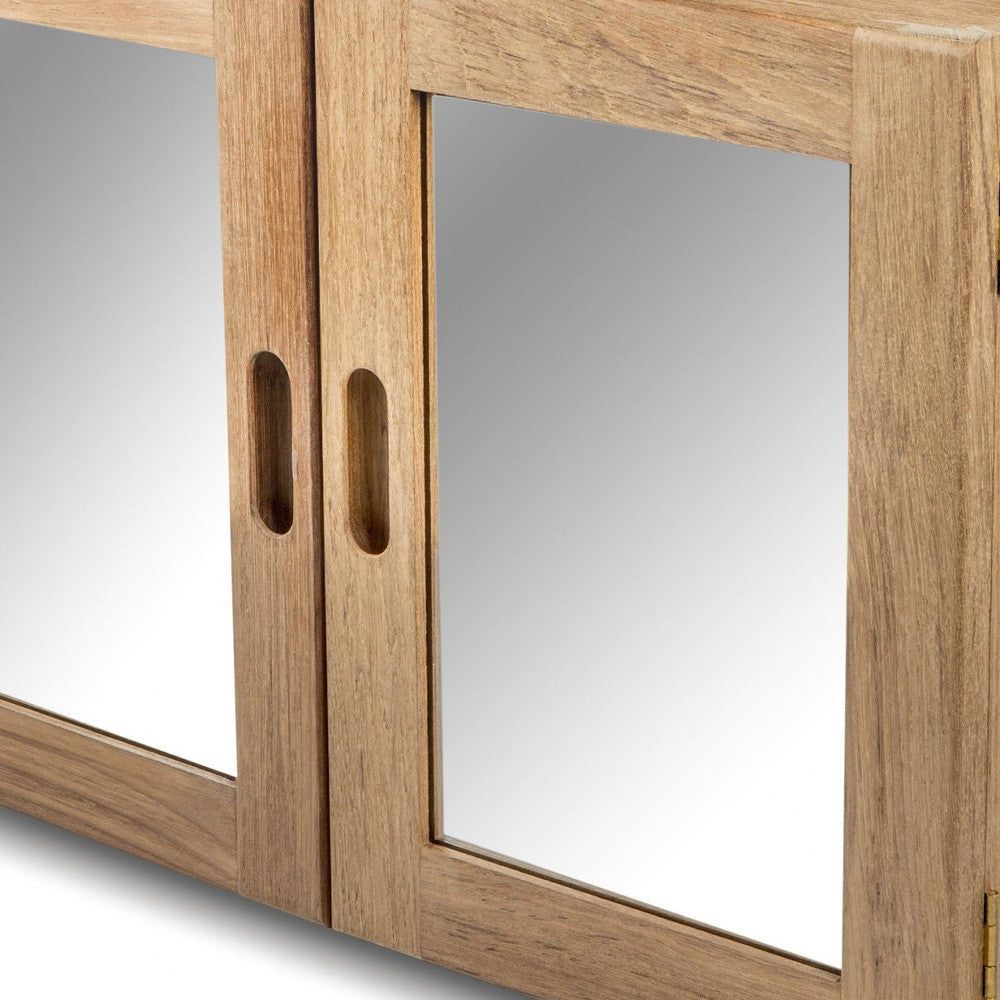 Traditional Solid Teak Double Door Mirrored Medicine Cabinet - Bed & Bath