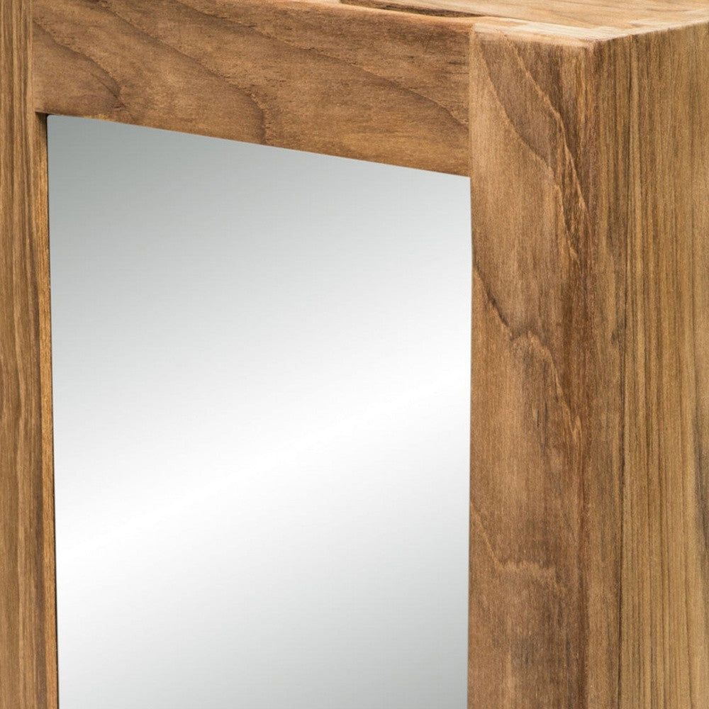 Solid Teak Mirrored Hanging Medicine Cabinet - Bed & Bath