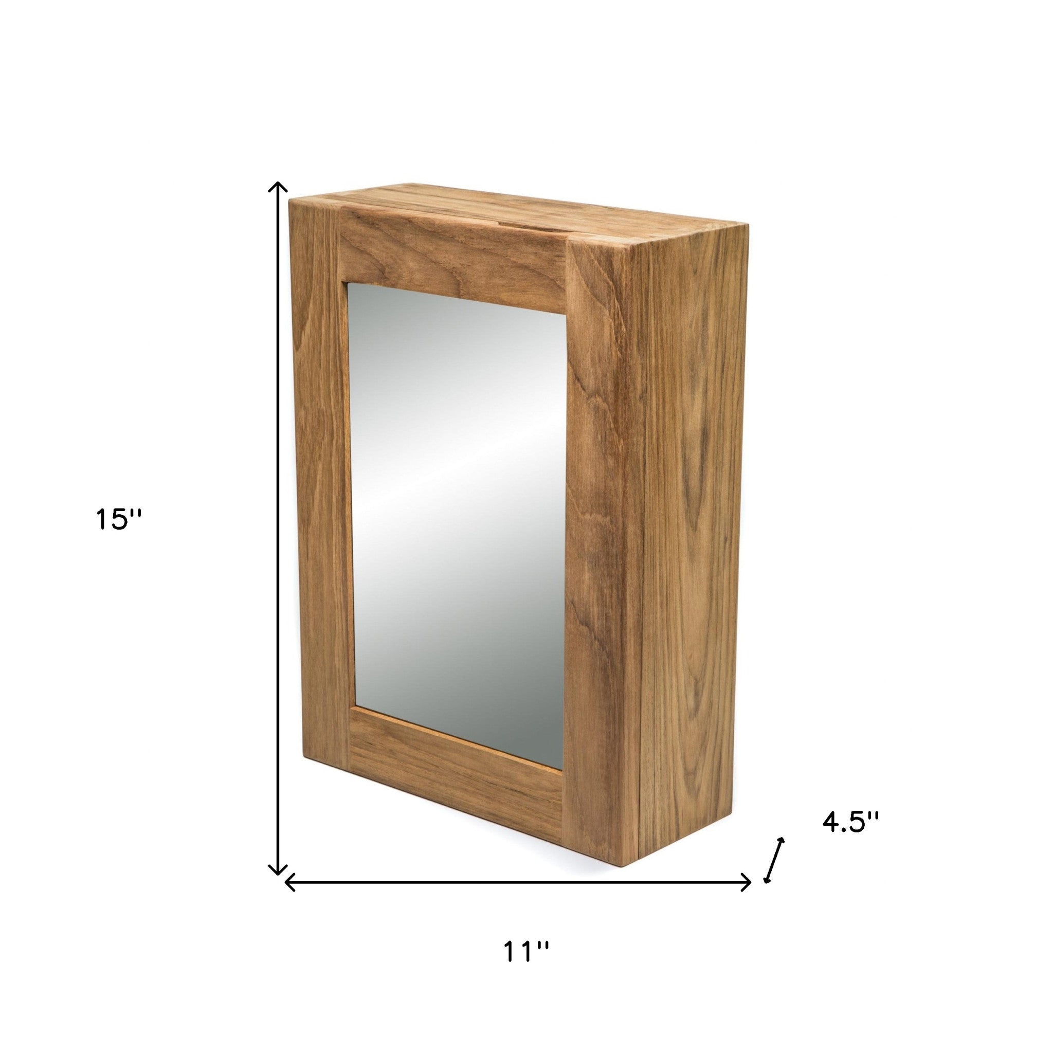 Solid Teak Mirrored Hanging Medicine Cabinet - Bed & Bath