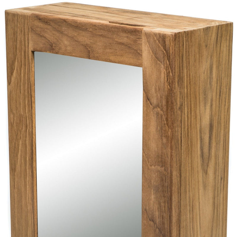 Solid Teak Mirrored Hanging Medicine Cabinet - Bed & Bath