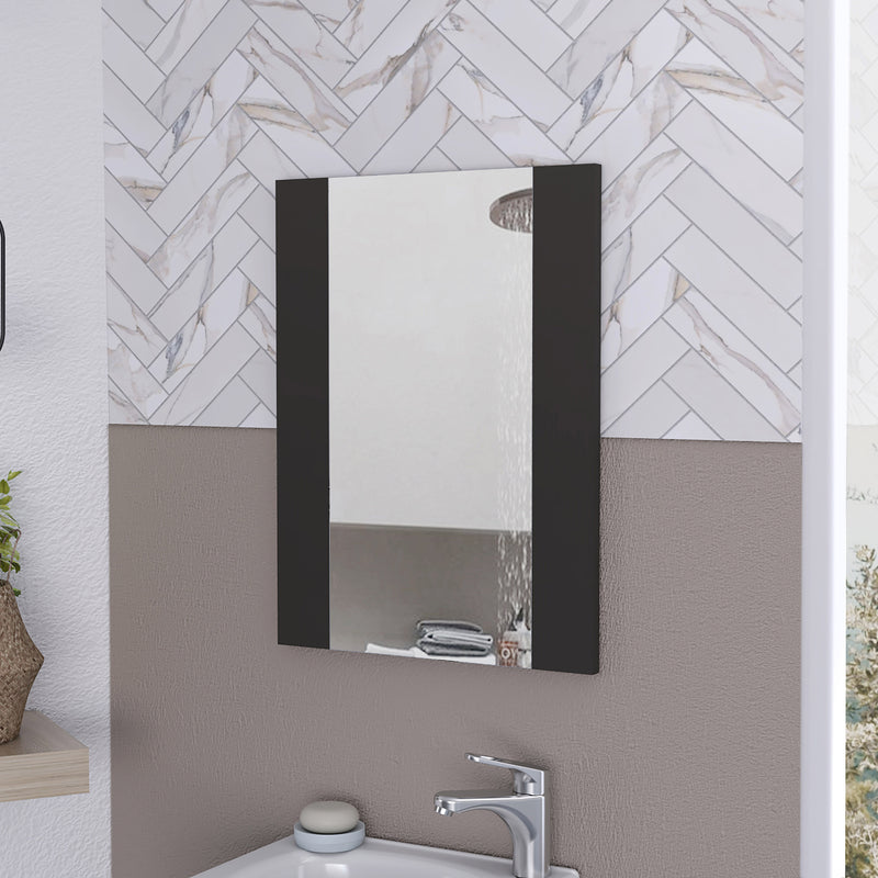 24" Black Wood Framed Bathroom Vanity Mirror