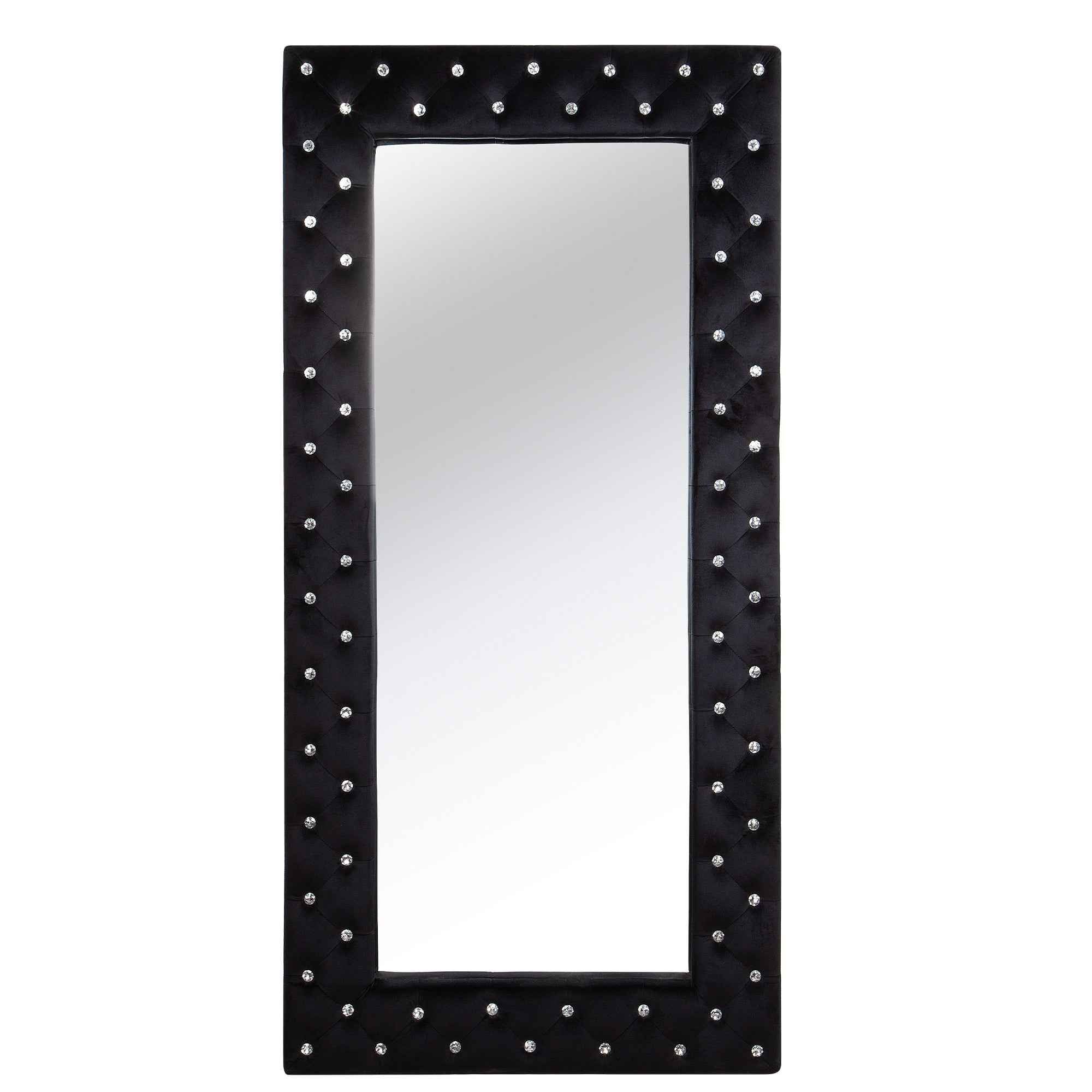 71" Black Wood and Faux Crystal Framed Freestanding and Wall Mount Standing Mirror