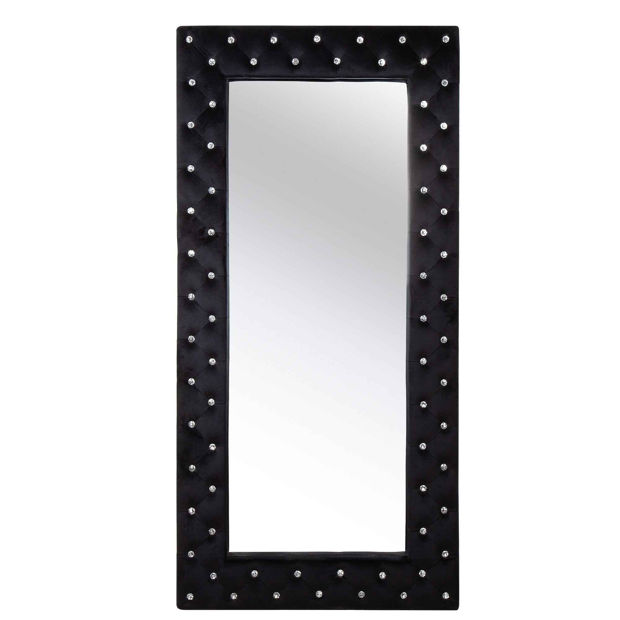 71" Black Wood and Faux Crystal Framed Freestanding and Wall Mount Standing Mirror