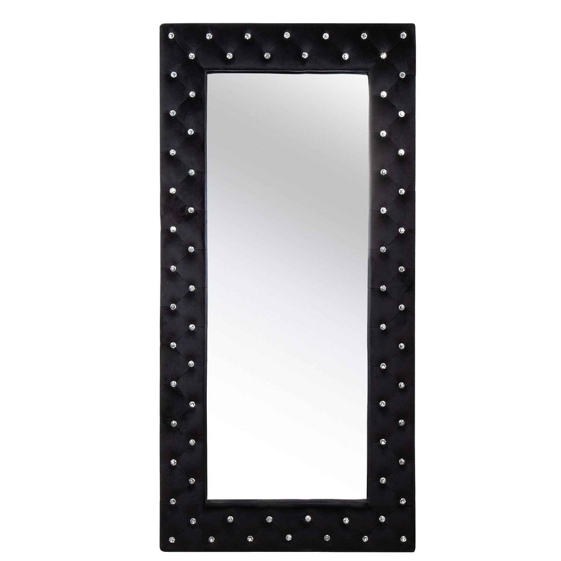 71" Black Wood and Faux Crystal Framed Freestanding and Wall Mount Standing Mirror