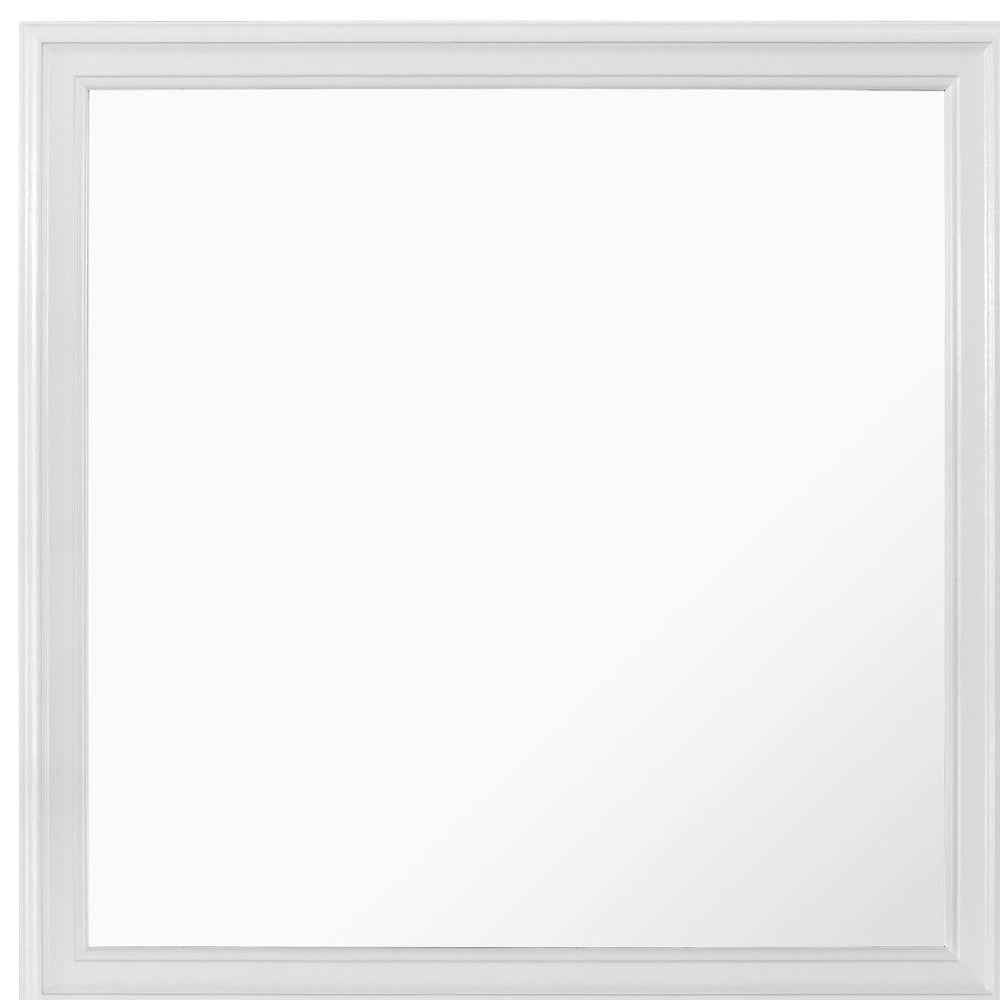 38" White Square Wood Framed Accent Mirror