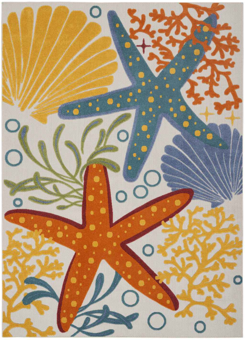 8' X 11' Yellow And Ivory Indoor Outdoor Area Rug