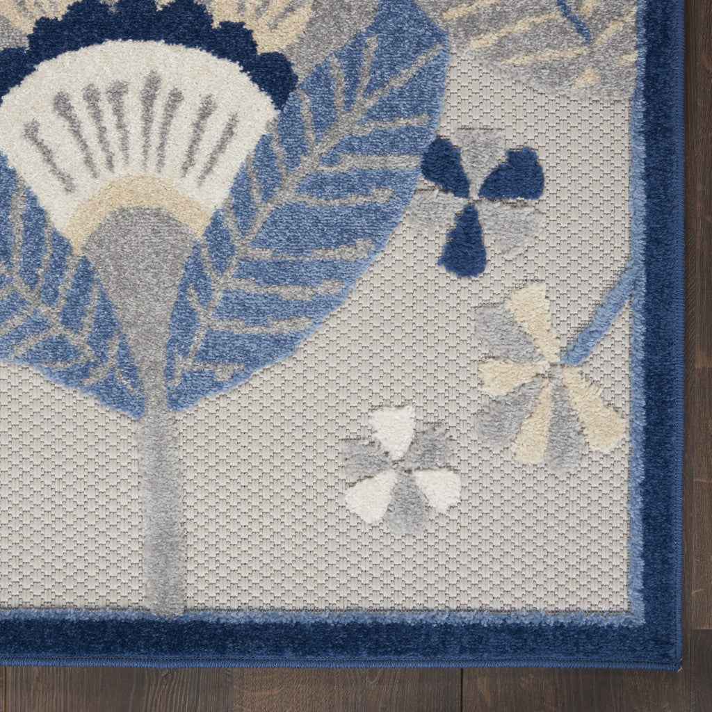 5' X 8' Blue And Gray Indoor Outdoor Area Rug