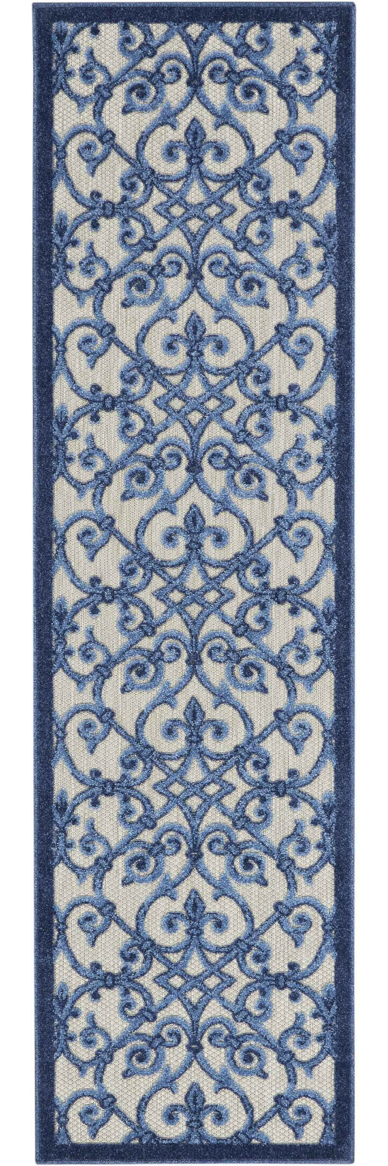 6' Blue And Gray Indoor Outdoor Area Rug