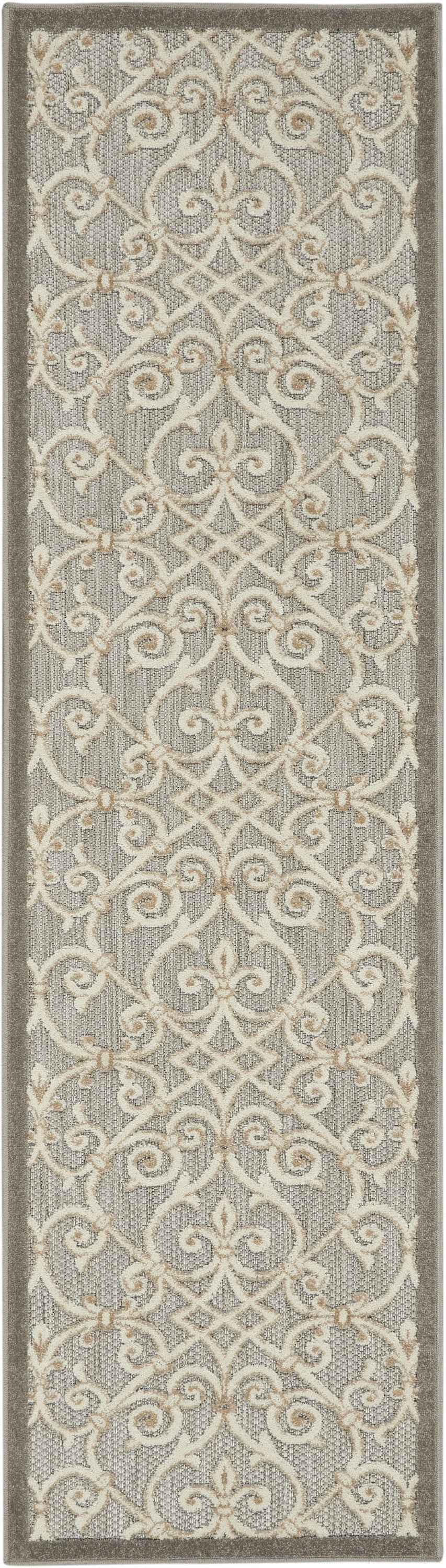 6' Gray And Ivory Indoor Outdoor Area Rug