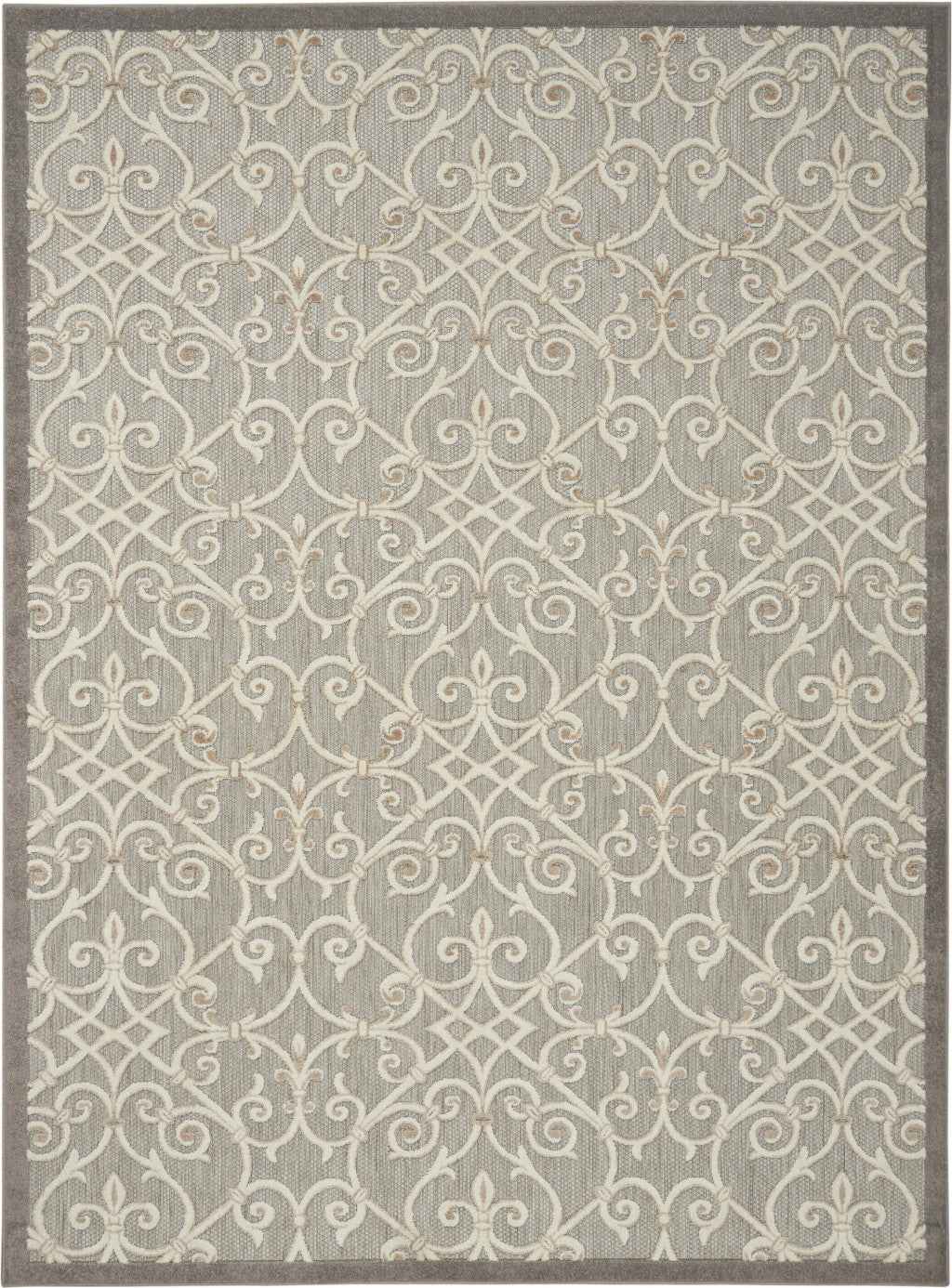 8' X 11' Gray And Ivory Indoor Outdoor Area Rug
