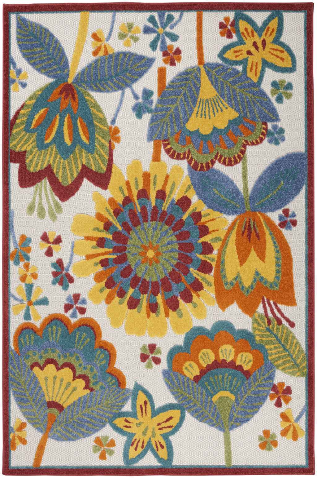 4' X 6' Yellow And Ivory Indoor Outdoor Area Rug