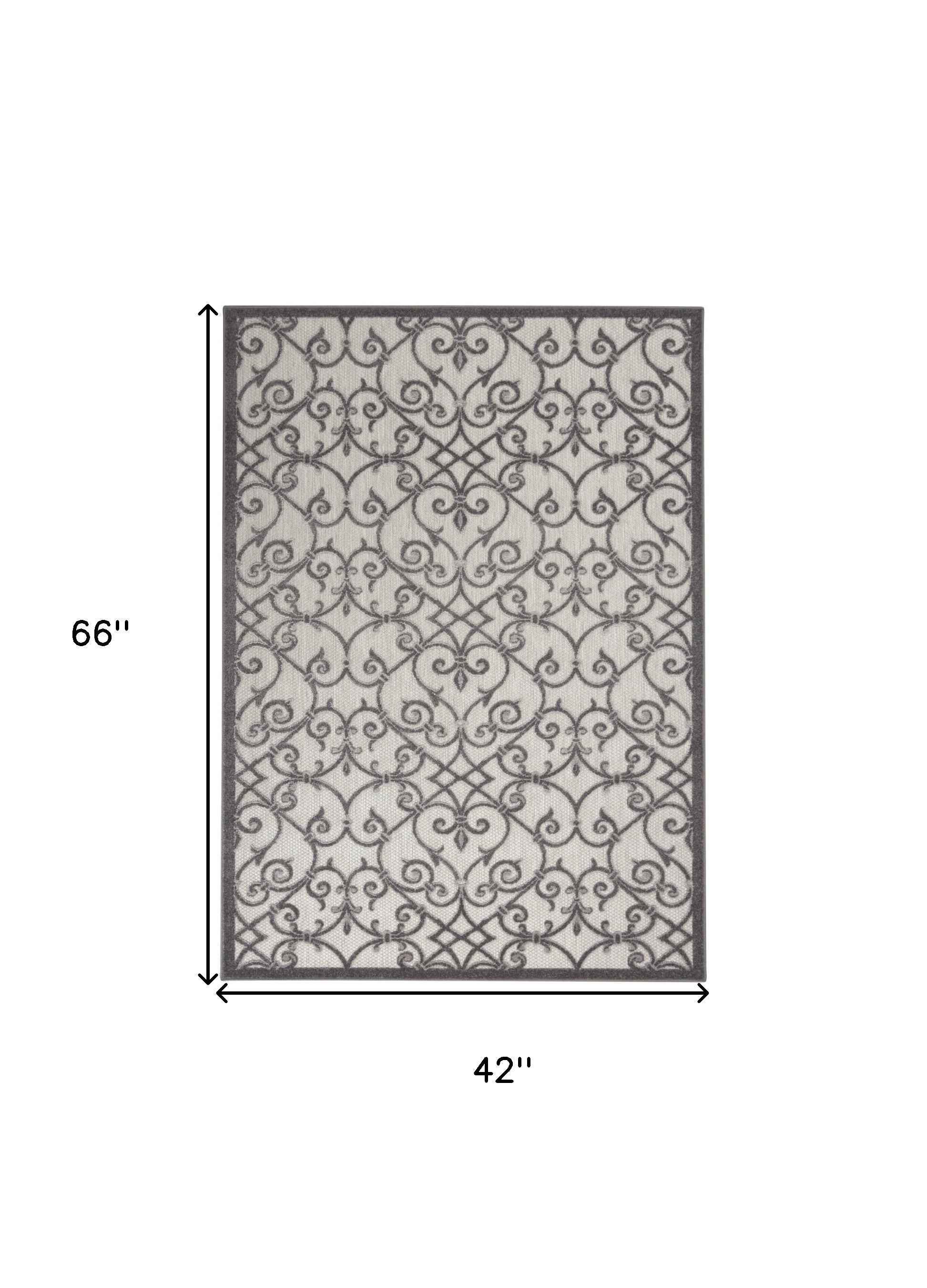 4' X 6' Gray Indoor Outdoor Area Rug