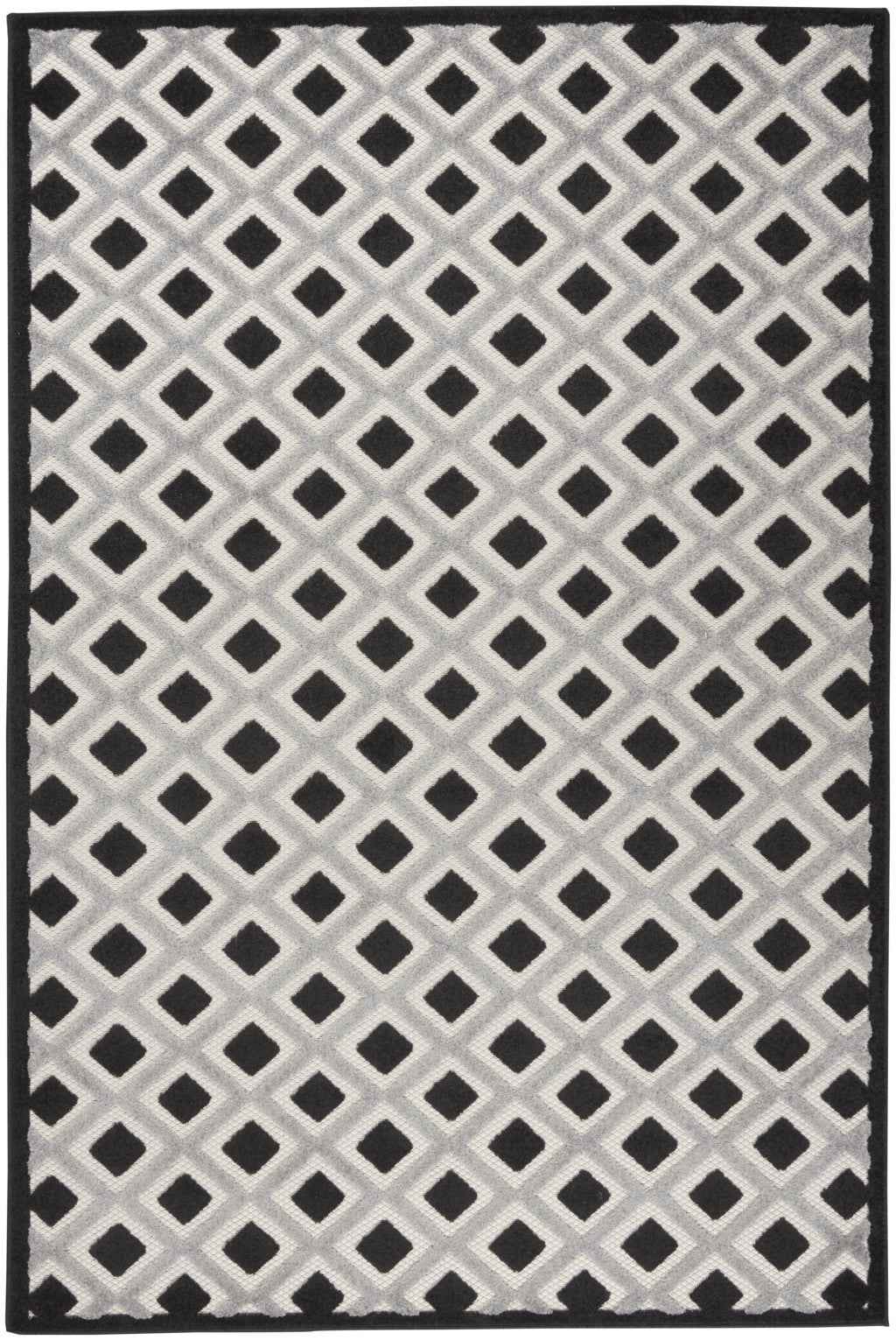 6' X 9' Black And White Indoor Outdoor Area Rug