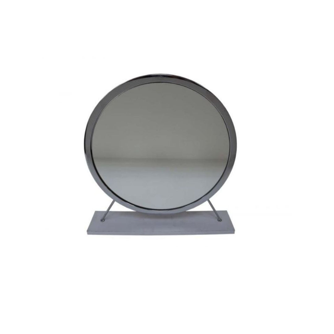 19" Gray Metal Round Freestanding Ornate Framed Makeup Shaving Tabletop Mirror - Bed & Bath