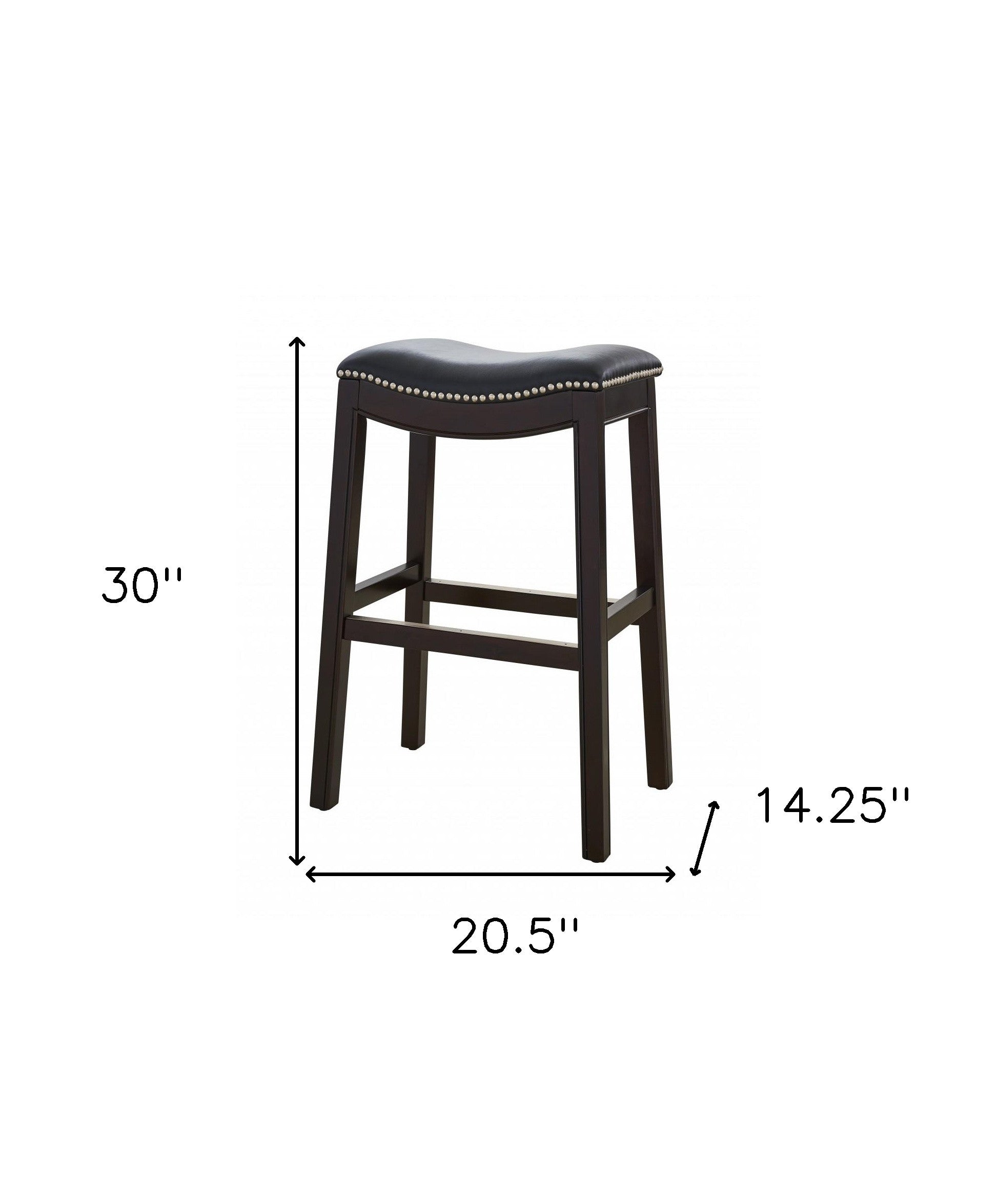 31" Black and Espresso Solid Wood Backless Bar Height Bar Chair Default Title