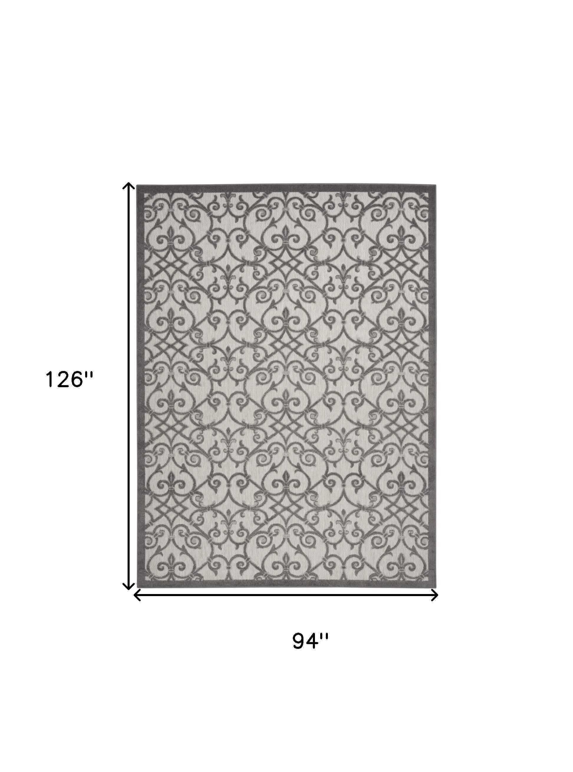 8' X 11' Gray Indoor Outdoor Area Rug