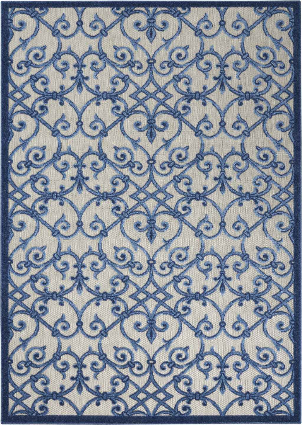 5' X 8' Blue And Gray Indoor Outdoor Area Rug