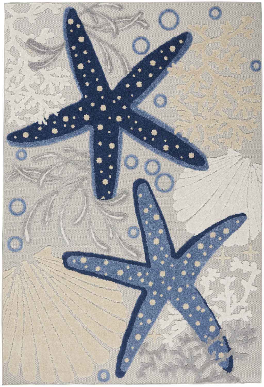 5' X 8' Blue And Gray Indoor Outdoor Area Rug