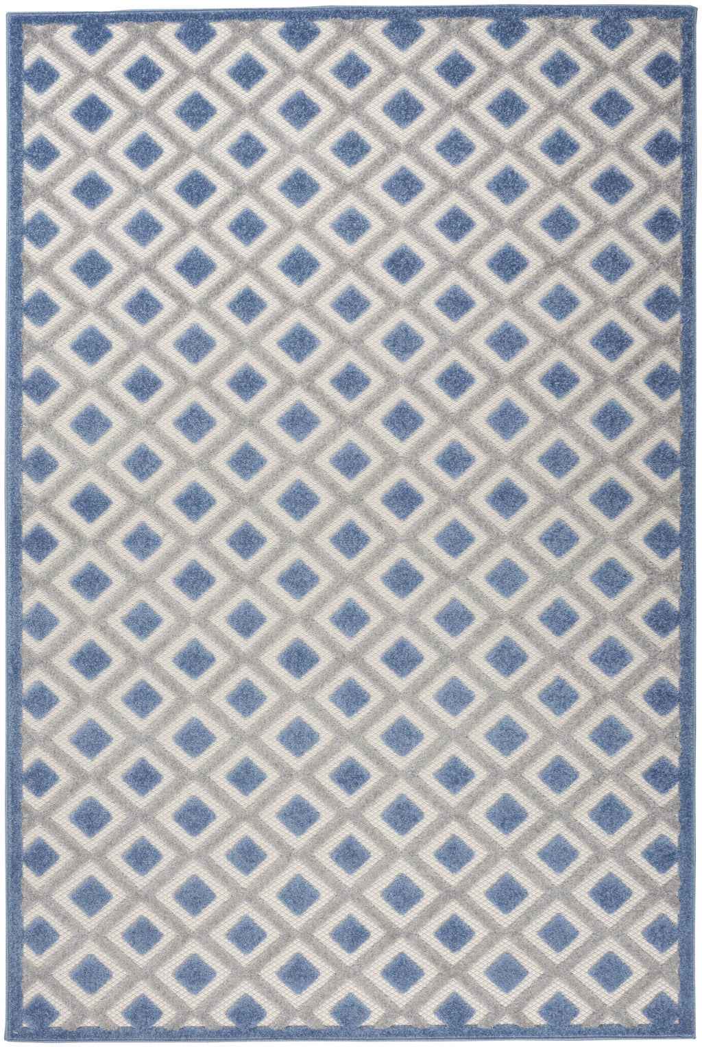 4' X 6' Blue And Gray Indoor Outdoor Area Rug