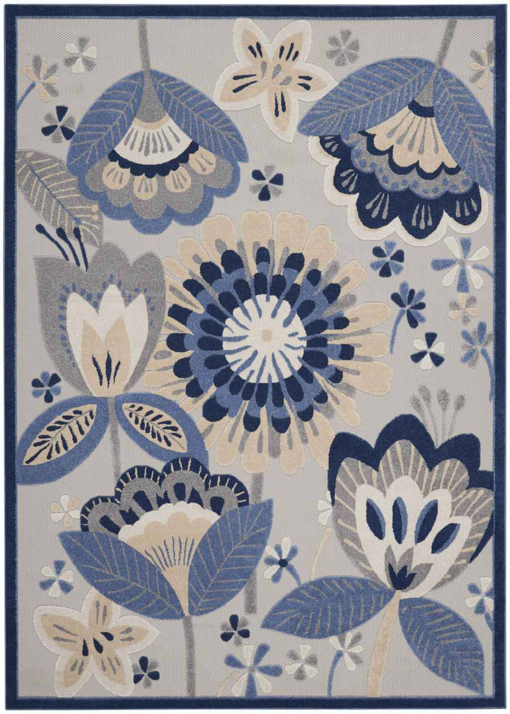 8' X 11' Blue And Gray Indoor Outdoor Area Rug