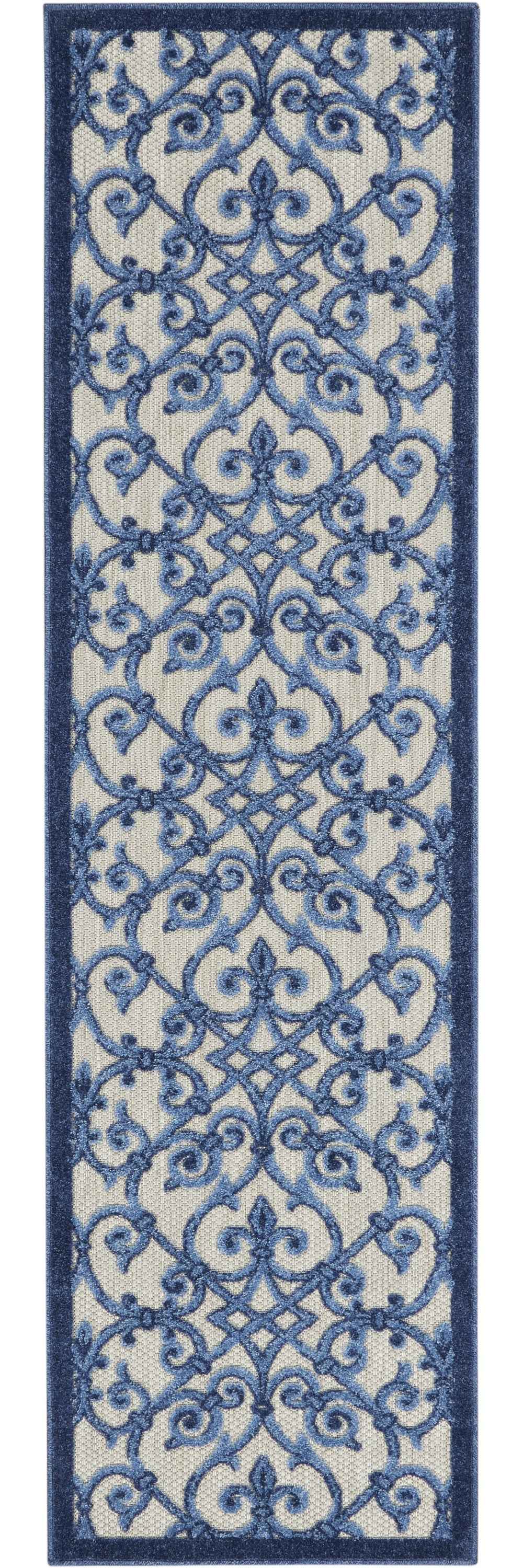10' Blue And Gray Indoor Outdoor Area Rug