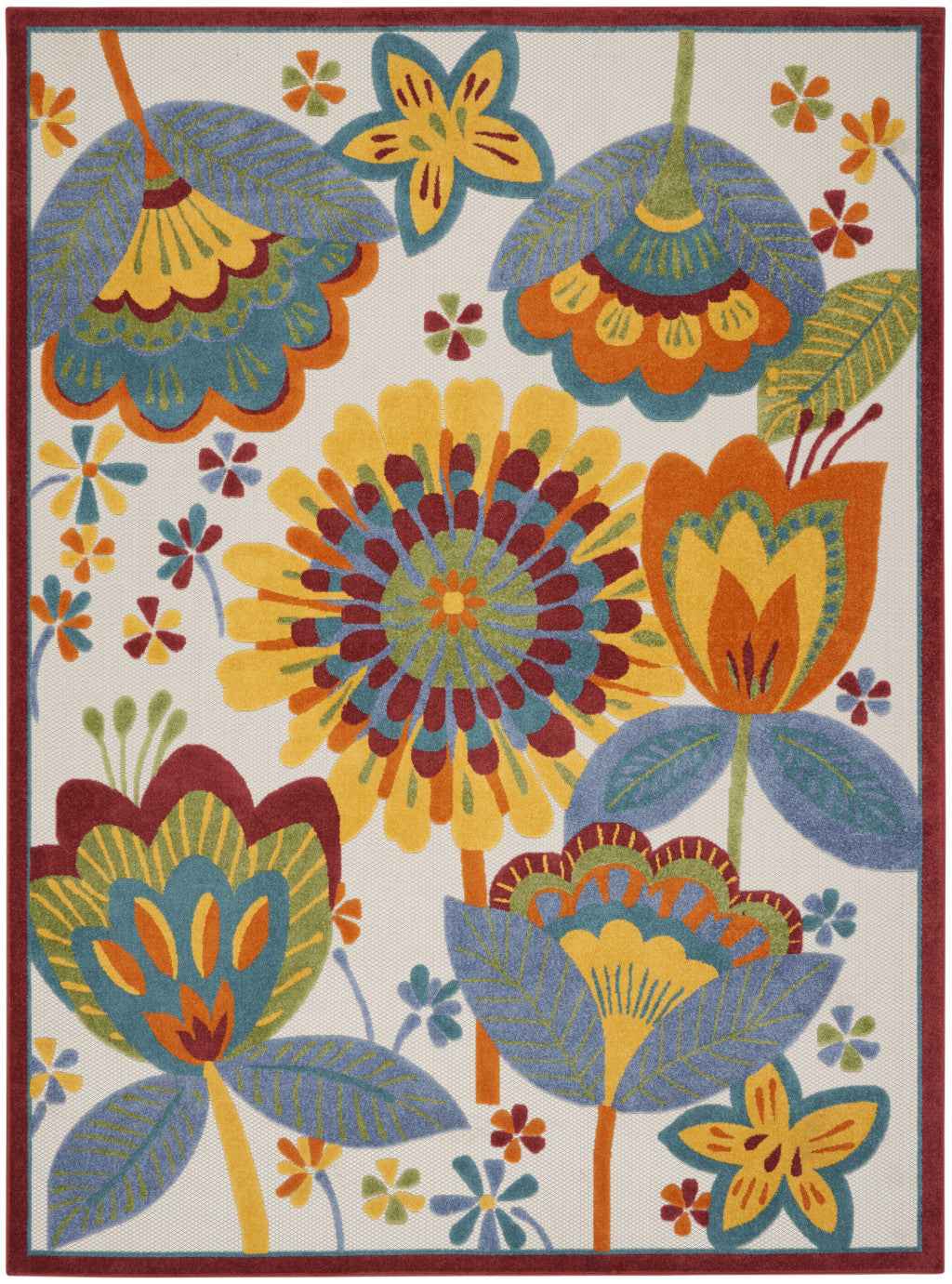 8' X 11' Yellow And Ivory Indoor Outdoor Area Rug