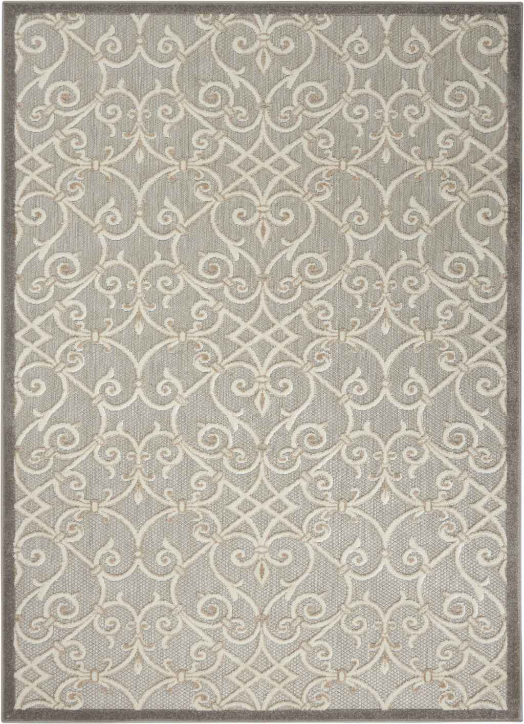 4' X 6' Gray And Ivory Indoor Outdoor Area Rug