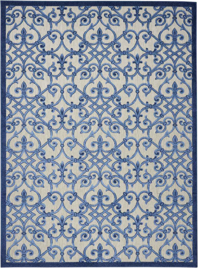8' X 11' Blue And Gray Indoor Outdoor Area Rug