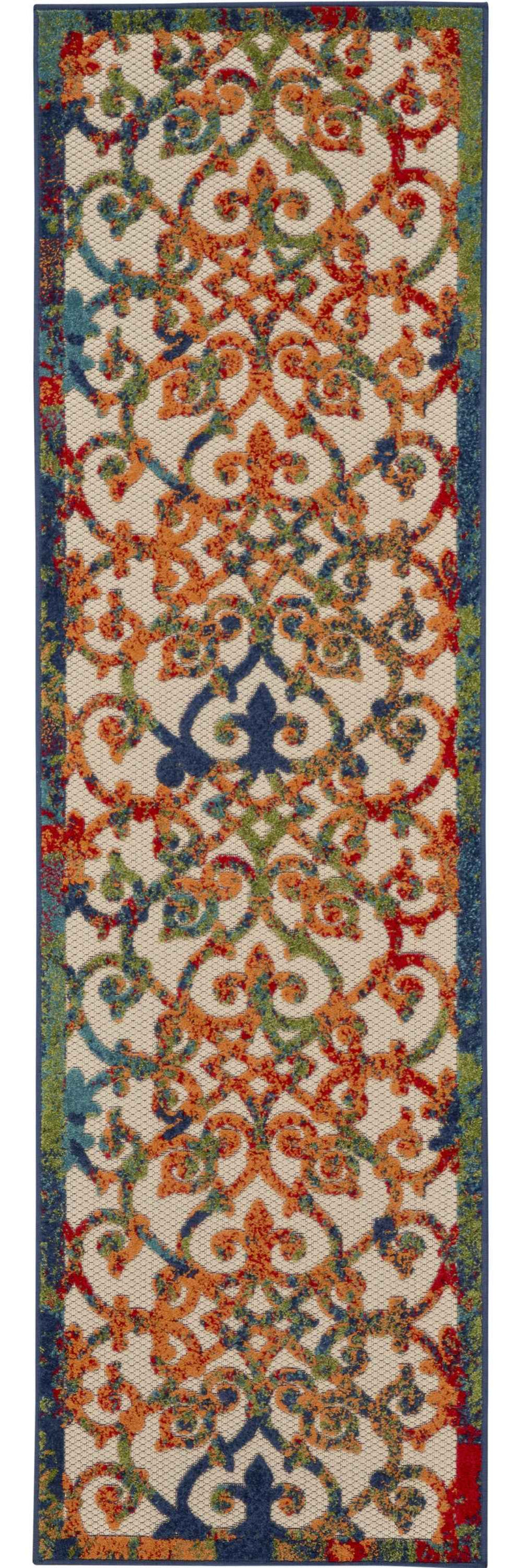 6' Ivory And Blue Indoor Outdoor Area Rug