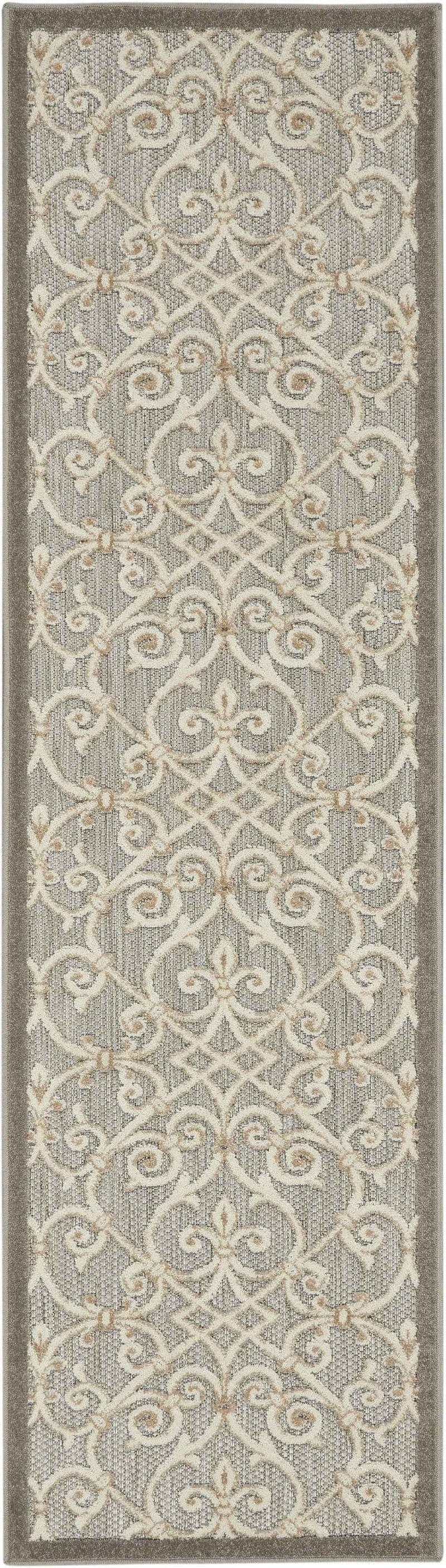 8' Gray And Ivory Indoor Outdoor Area Rug