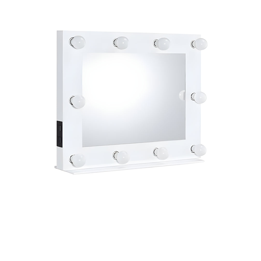 26" White Metal Framed Mounted Accent Mirror - Bed & Bath