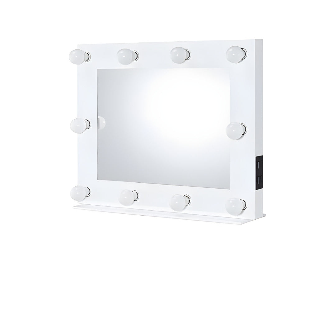 26" White Metal Framed Mounted Accent Mirror - Bed & Bath