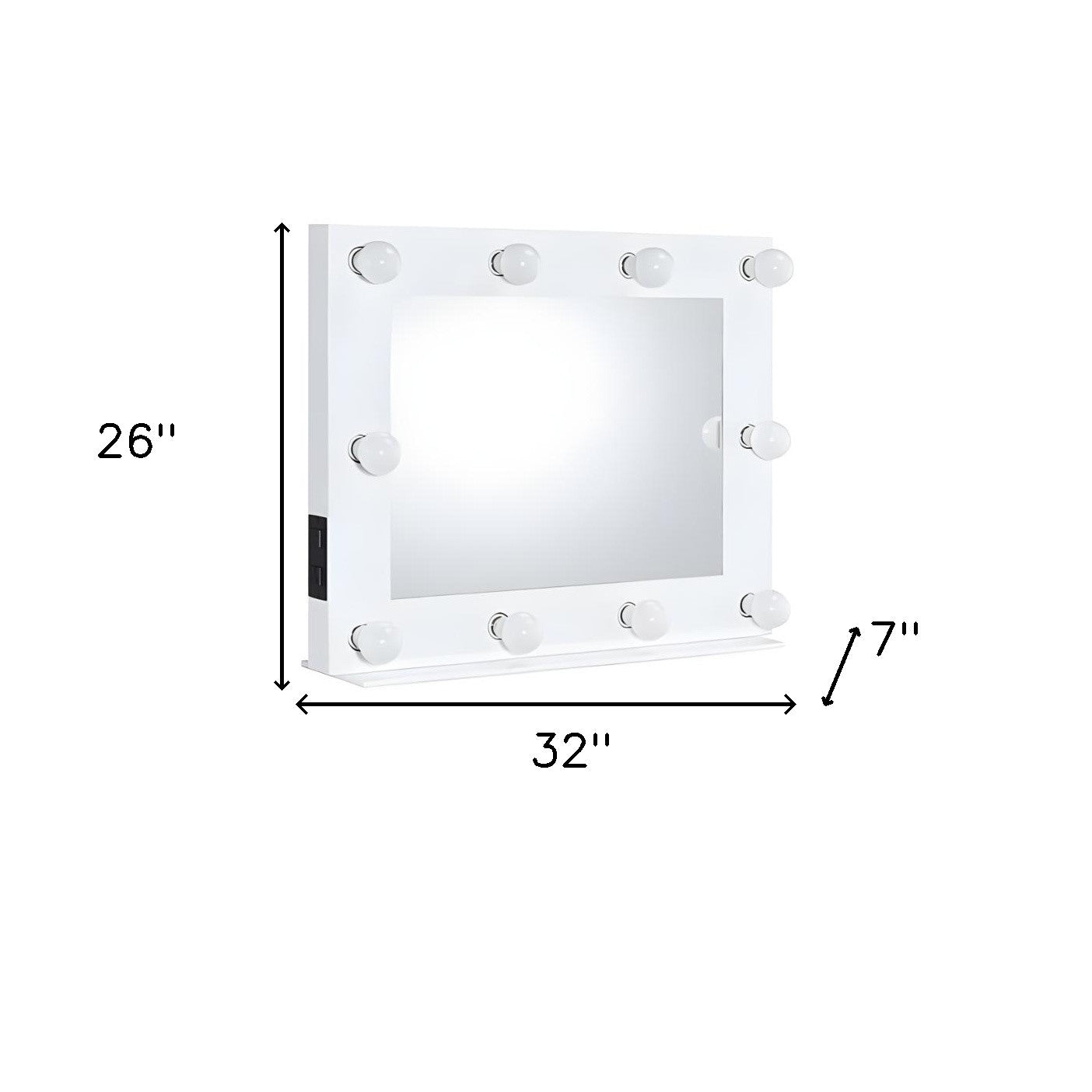 26" White Metal Framed Mounted Accent Mirror - Bed & Bath