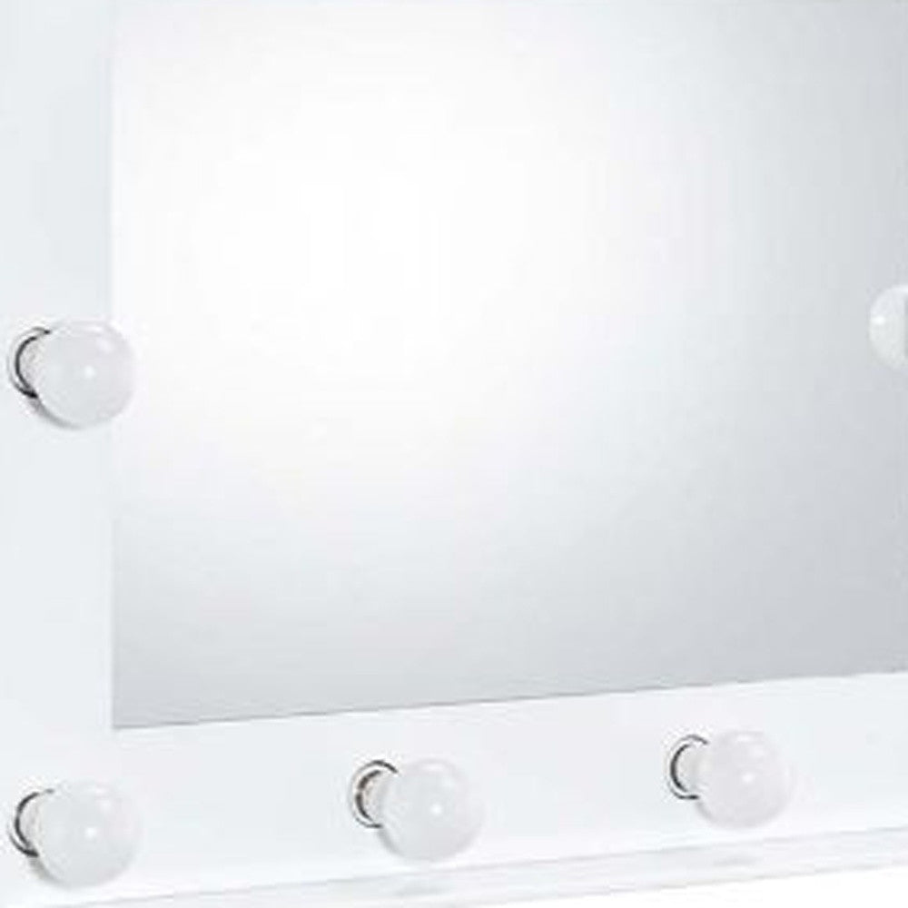 26" White Metal Framed Mounted Accent Mirror - Bed & Bath